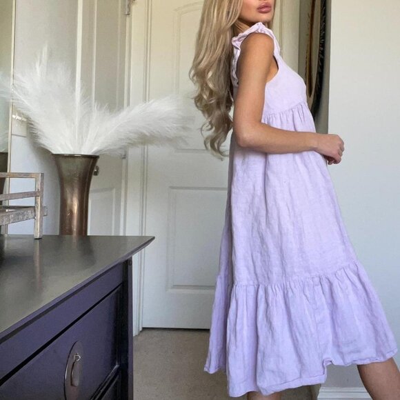 Lavender Ruffle Midi Dress - Picture 2 of 4